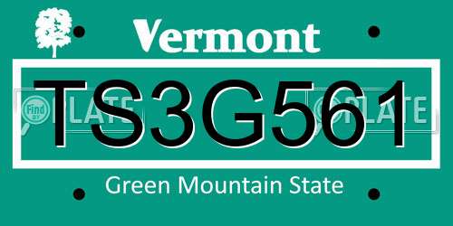 TS3G561 Vermont License Plate