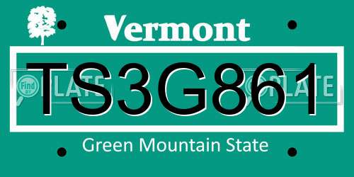 TS3G861 Vermont License Plate