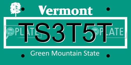 TS3T5T Vermont License Plate
