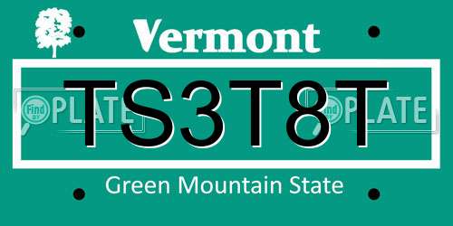 TS3T8T Vermont License Plate