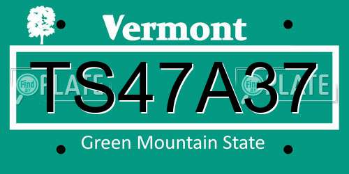 TS47A37 Vermont License Plate