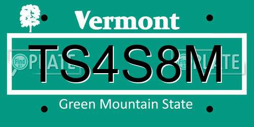 TS4S8M Vermont License Plate