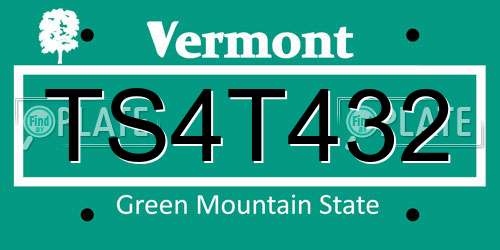 TS4T432 Vermont License Plate
