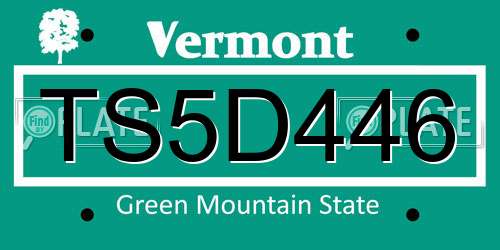 TS5D446 Vermont License Plate