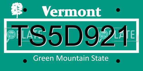 TS5D921 Vermont License Plate