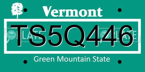 TS5Q446 Vermont License Plate