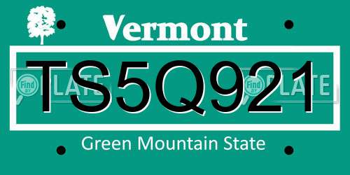 TS5Q921 Vermont License Plate