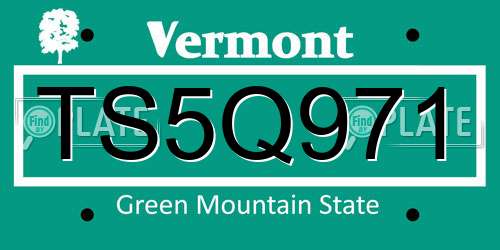 TS5Q971 Vermont License Plate