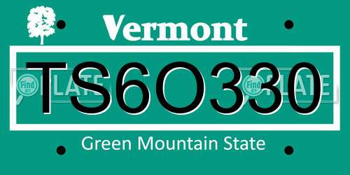 TS6O330 Vermont License Plate
