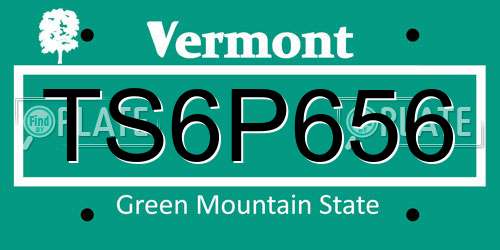 TS6P656 Vermont License Plate
