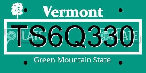 TS6Q330 Vermont License Plate