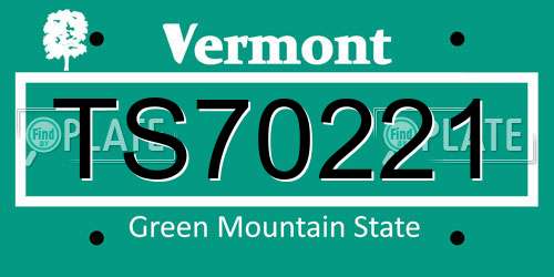 TS70221 Vermont License Plate