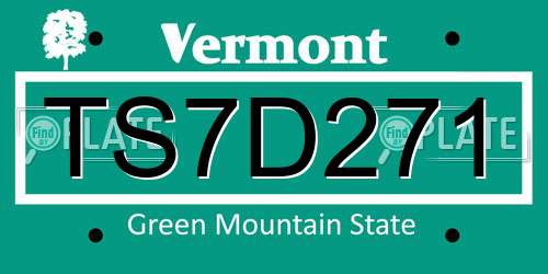 TS7D271 Vermont License Plate