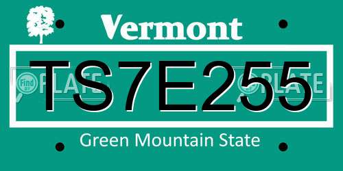 TS7E255 Vermont License Plate
