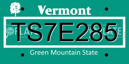 TS7E285 Vermont License Plate