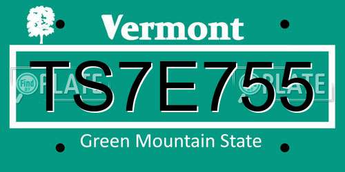 TS7E755 Vermont License Plate