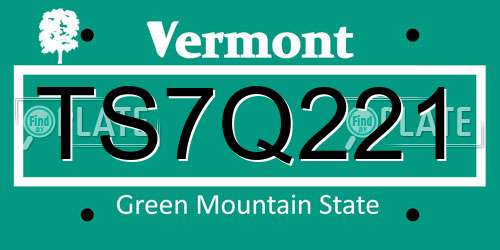 TS7Q221 Vermont License Plate