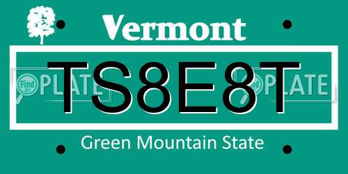TS8E8T Vermont License Plate
