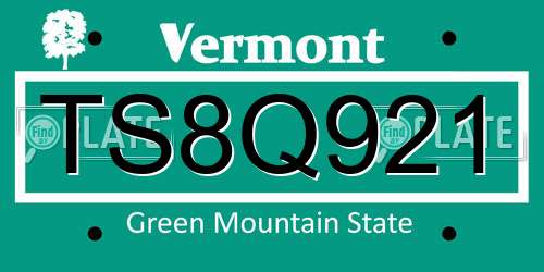 TS8Q921 Vermont License Plate