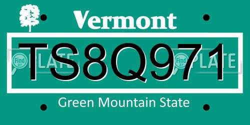 TS8Q971 Vermont License Plate