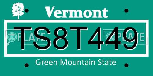 TS8T449 Vermont License Plate
