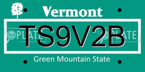 TS9V2B Vermont License Plate