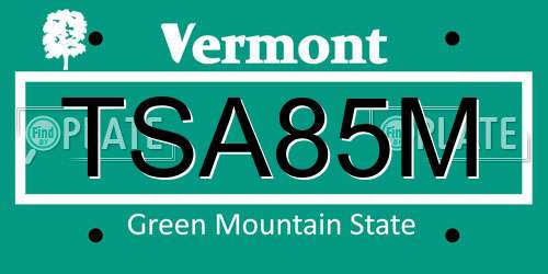 TSA85M Vermont License Plate