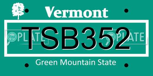 TSB352 Vermont License Plate