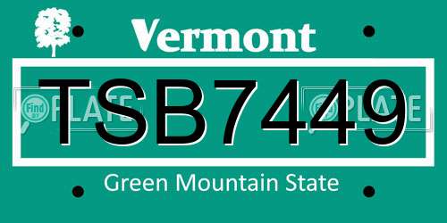 TSB7449 Vermont License Plate