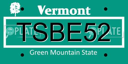 TSBE52 Vermont License Plate