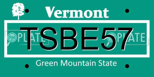 TSBE57 Vermont License Plate