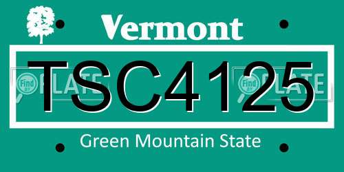 TSC4125 Vermont License Plate