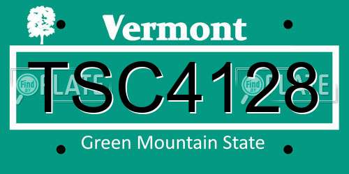 TSC4128 Vermont License Plate