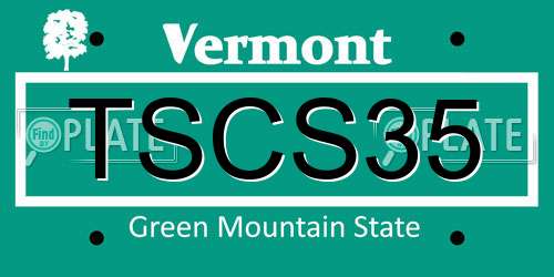 TSCS35 Vermont License Plate