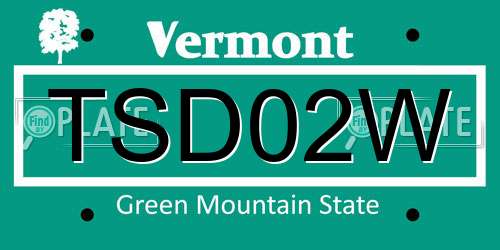 TSD02W Vermont License Plate