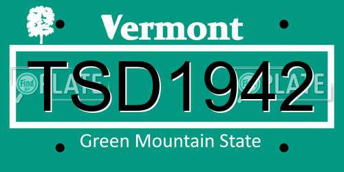 TSD1942 Vermont License Plate