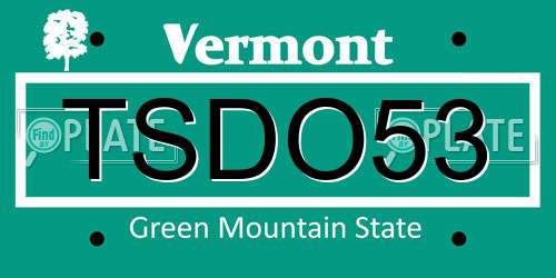 TSDO53 Vermont License Plate