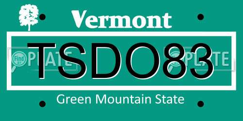 TSDO83 Vermont License Plate