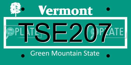 TSE207 Vermont License Plate