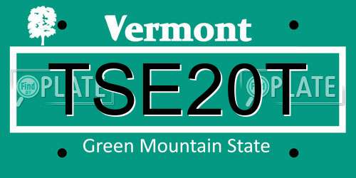 TSE20T Vermont License Plate