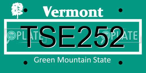 TSE252 Vermont License Plate
