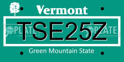TSE25Z Vermont License Plate