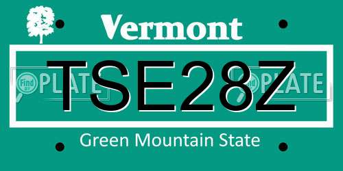 TSE28Z Vermont License Plate