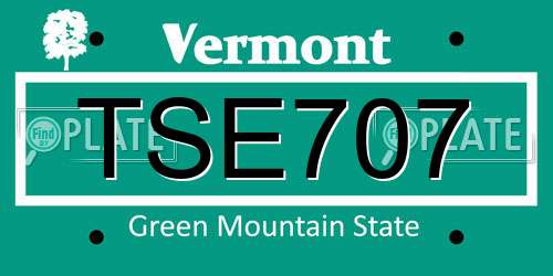 TSE707 Vermont License Plate