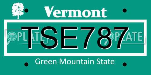 TSE787 Vermont License Plate