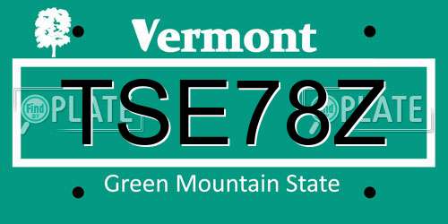 TSE78Z Vermont License Plate