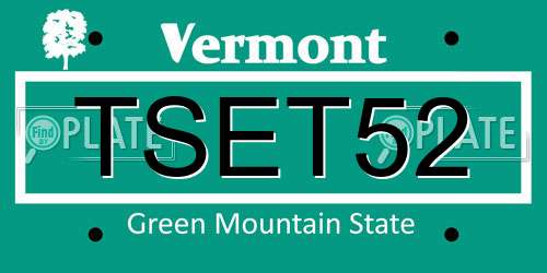 TSET52 Vermont License Plate