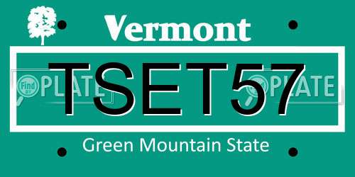 TSET57 Vermont License Plate