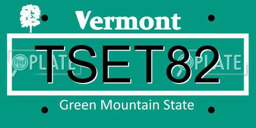 TSET82 Vermont License Plate