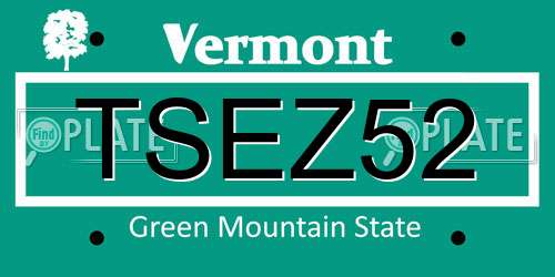 TSEZ52 Vermont License Plate
